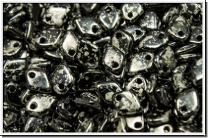 Dragon Scale Beads, 1,5x5mm, black, op., antique chrome, 100 Stk. (3g)