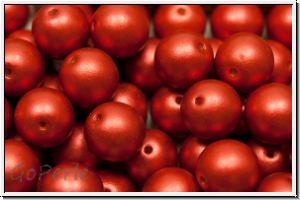 b�hm. Glasperle, rund, 8mm, lava red, met., satin, 10 Stk.