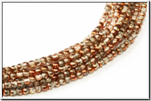 b�hm. Glasperle, rund, 2mm, crystal, trans., half sunset, 1 Strang