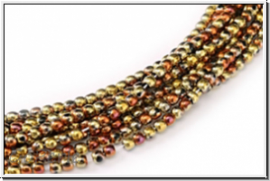 b�hm. Glasperle, rund, 2mm, black, op., california gold rush, 1 Strang
