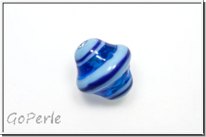 b�hm. Lampenperle, Kreisel, ca. 15x13mm, sapphire, trans., hellblauer Streifen, 1 Stk.