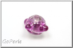 b�hm. Lampenperle, Kugel, 10mm, rose, lt., trans., pink dots, 1 Stk.