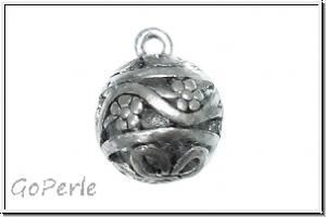 Anh�nger "Blumenkugel", 19x15mm, antiksilberfb., Tibetsilber, 1 Stk.