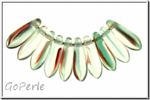 Dagger, 3x10mm, clear/turquoise/brown, 50 Stk.