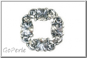 Toggle "Water Lily Wreath" TRINITY BRASS, 25mm, antikversilbert, Messing, 1 Stk.