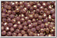 B�hm. Glasschliffperle, feuerpol., 3mm, white, op., rose gold luster, 50 Stk.