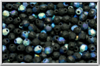 B�hm. Glasschliffperle, feuerpol., 3mm, black, op., mattte, AB, 50 Stk.