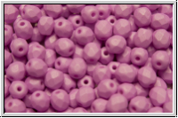 B�hm. Glasschliffperle, feuerpol., 4mm, white, alabaster, light lila pastel, matte, 50 Stk.