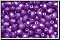 B�hm. Glasschliffperle, feuerpol., 4mm, crystal, trans., lila satin, 50 Stk.