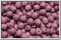 B�hm. Glasschliffperle, feuerpol., 4mm, white, alabaster, lila pastel, matte, 50 Stk.