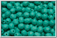 B�hm. Glasschliffperle, feuerpol., 4mm, white, alabaster, turquoise pastel, matte, 50 Stk.