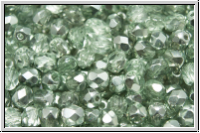 B�hm. Glasschliffperle, feuerpol., 4mm, crystal, trans., half apollo, light seafoam, 50 Stk.