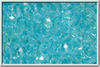 B�hm. Glasschliffperle, feuerpol., 4mm, aqua, lt., trans., 50 Stk.