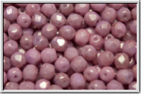 B�hm. Glasschliffperle, feuerpol., 4mm, white, alabaster, rose marbled, 50 Stk.