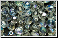 B�hm. Glasschliffperle, feuerpol., 6mm, crystal, trans., AB, 25 Stk.