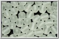 B�hm. Glasschliffperle, feuerpol., 6mm, crystal, trans., matte, 25 Stk.