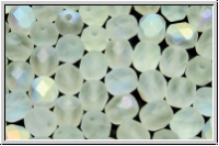 B�hm. Glasschliffperle, feuerpol., 6mm, crystal, trans., matte, AB, 25 Stk.