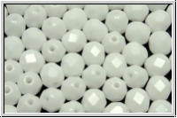 B�hm. Glasschliffperle, feuerpol., 6mm, white, op., 25 Stk.