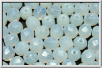 B�hm. Glasschliffperle, feuerpol., 6mm, white, opal, 25 Stk.
