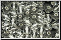 B�hm. Glasschliffperle, feuerpol., 6mm, crystal, trans., silver-ld., 25 Stk.