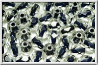 B�hm. Glasschliffperle, feuerpol., 6mm, crystal, trans., black-ld., 25 Stk.