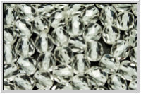 B�hm. Glasschliffperle, feuerpol., 6mm, crystal, trans., white-ld., 25 Stk.