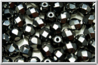 B�hm. Glasschliffperle, feuerpol., 6mm, hematite, met., 25 Stk.