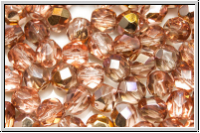 B�hm. Glasschliffperle, feuerpol., 6mm, crystal, trans., half capri gold, 25 Stk.