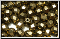 B�hm. Glasschliffperle, feuerpol., 6mm, bronze, lt., met., 25 Stk.