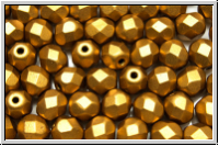 B�hm. Glasschliffperle, feuerpol., 6mm, bronze, met., satin, 25 Stk.