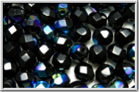B�hm. Glasschliffperle, feuerpol., 6mm, black, op., AB, 25 Stk.