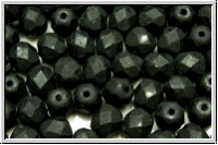 B�hm. Glasschliffperle, feuerpol., 6mm, black, op., matte, 25 Stk.