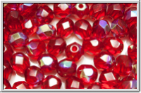 B�hm. Glasschliffperle, feuerpol., 6mm, siam, trans., AB, 25 Stk.