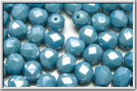B�hm. Glasschliffperle, feuerpol., 6mm, blue, baby, op., baby blue luster, 25 Stk.