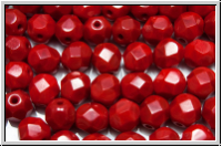 B�hm. Glasschliffperle, feuerpol., 6mm, red, coral, op., 25 Stk.