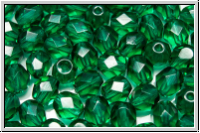 B�hm. Glasschliffperle, feuerpol., 6mm, emerald, trans., 25 Stk.