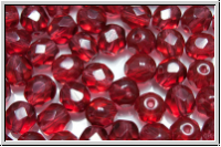 B�hm. Glasschliffperle, feuerpol., 6mm, fuchsia, trans., 25 Stk.