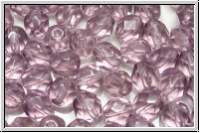 B�hm. Glasschliffperle, feuerpol., 6mm, amethyst, lt., trans., 25 Stk.
