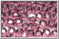 B�hm. Glasschliffperle, feuerpol., 6mm, amethyst, trans., 25 Stk.