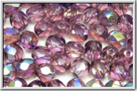 B�hm. Glasschliffperle, feuerpol., 6mm, amethyst, trans., AB, 25 Stk.