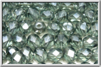 B�hm. Glasschliffperle, feuerpol., 6mm, grey, lt., trans., luster, 25 Stk.