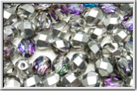B�hm. Glasschliffperle, feuerpol., 6mm, crystal, trans., light vitrail, 25 Stk.