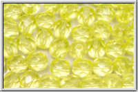 B�hm. Glasschliffperle, feuerpol., 6mm, jonquille, trans., 25 Stk.