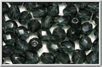 B�hm. Glasschliffperle, feuerpol., 6mm, grey, dk., trans., 25 Stk.