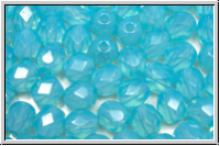 B�hm. Glasschliffperle, feuerpol., 6mm, aqua, opal, 25 Stk.