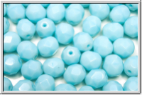 B�hm. Glasschliffperle, feuerpol., 6mm, turquoise, lt., op., 25 Stk.