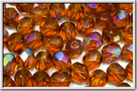 B�hm. Glasschliffperle, feuerpol., 6mm, topaz, med., trans., AB, 25 Stk.