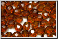 B�hm. Glasschliffperle, feuerpol., 6mm, topaz, med., trans., 25 Stk.