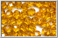 B�hm. Glasschliffperle, feuerpol., 6mm, topaz, trans., 25 Stk.