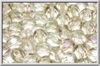 B�hm. Glasschliffperle, feuerpol., 6mm, crystal, trans., silver shade, 25 Stk.